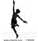 Vector Illustration of Silhouette Lady Female Movie Action Hero with Gun by AtStockIllustration