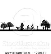 Vector Illustration of Silhouette People Enjoying the Park or Outdoors by AtStockIllustration