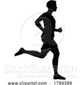 Vector Illustration of Silhouette Runner Guy Sprinter or Jogger Person by AtStockIllustration