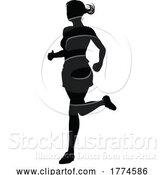 Vector Illustration of Silhouette Runner Lady Sprinter or Jogger Person by AtStockIllustration