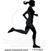 Vector Illustration of Silhouette Runner Lady Sprinter or Jogger Person by AtStockIllustration