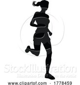 Vector Illustration of Silhouette Runner Lady Sprinter or Jogger Person by AtStockIllustration