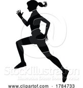 Vector Illustration of Silhouette Runner Lady Sprinter or Jogger Person by AtStockIllustration