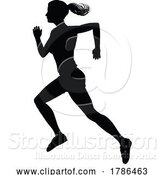 Vector Illustration of Silhouette Runner Lady Sprinter or Jogger Person by AtStockIllustration