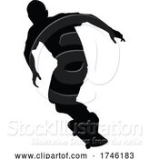 Vector Illustration of Silhouette Skater Skateboarder by AtStockIllustration