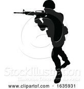 Vector Illustration of Silhouette Soldier by AtStockIllustration