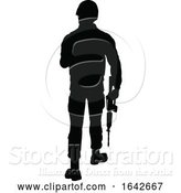 Vector Illustration of Silhouette Soldier by AtStockIllustration