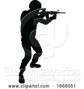 Vector Illustration of Silhouette Soldier by AtStockIllustration