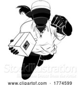 Vector Illustration of Silhouette Super Hero Delivery Lady Courier by AtStockIllustration