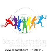 Vector Illustration of Silhouette Tennis Men Male Players Silhouettes by AtStockIllustration