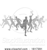 Vector Illustration of Silhouette Tennis Players Silhouettes Concept by AtStockIllustration