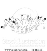 Vector Illustration of Silhouette Tennis Players Silhouettes Concept by AtStockIllustration