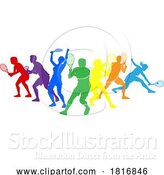 Vector Illustration of Silhouette Tennis Players Silhouettes Concept by AtStockIllustration