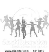 Vector Illustration of Silhouette Tennis Players Silhouettes Concept by AtStockIllustration