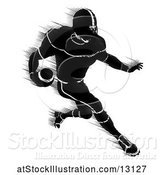 Vector Illustration of Silhouetted Action Blurred Black and White Football Player Charging by AtStockIllustration