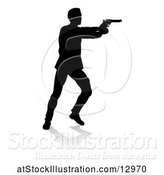 Vector Illustration of Silhouetted Actor or Shooter, with a Reflection or Shadow, on a White Background by AtStockIllustration