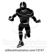 Vector Illustration of Silhouetted American Football Player Charging by AtStockIllustration