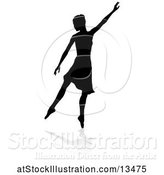 Vector Illustration of Silhouetted Ballerina Dancing with a Reflection or Shadow, on a White Background by AtStockIllustration