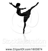 Vector Illustration of Silhouetted Ballerina Dancing, with a Reflection or Shadow, on a White Background by AtStockIllustration