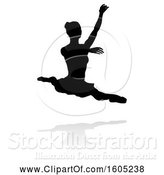 Vector Illustration of Silhouetted Ballerina Dancing, with a Reflection or Shadow, on a White Background by AtStockIllustration