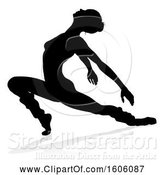 Vector Illustration of Silhouetted Ballerina Dancing, with a Reflection or Shadow, on a White Background by AtStockIllustration