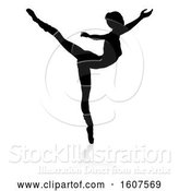 Vector Illustration of Silhouetted Ballerina Dancing, with a Reflection or Shadow, on a White Background by AtStockIllustration