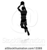 Vector Illustration of Silhouetted Basketball Player with a Reflection or Shadow, on a White Background by AtStockIllustration