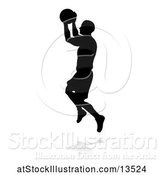 Vector Illustration of Silhouetted Basketball Player with a Reflection or Shadow, on a White Background by AtStockIllustration