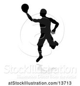 Vector Illustration of Silhouetted Basketball Player with a Reflection or Shadow, on a White Background by AtStockIllustration