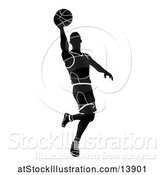 Vector Illustration of Silhouetted Black and White Basketball Player by AtStockIllustration