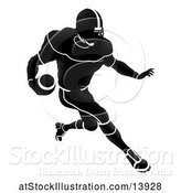 Vector Illustration of Silhouetted Black and White Football Player Charging by AtStockIllustration