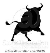 Vector Illustration of Silhouetted Black Bull, with a Shadow on a White Background by AtStockIllustration