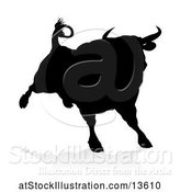 Vector Illustration of Silhouetted Black Bull, with a Shadow on a White Background by AtStockIllustration