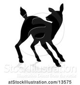 Vector Illustration of Silhouetted Black Silhouetted Deer Doe with a Shadow or Reflection, on a White Background by AtStockIllustration