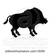 Vector Illustration of Silhouetted Boar, with a Reflection or Shadow, on a White Background by AtStockIllustration