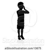 Vector Illustration of Silhouetted Boy Hollering with a Reflection or Shadow, on a White Background by AtStockIllustration