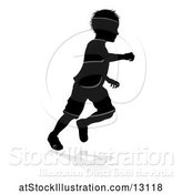 Vector Illustration of Silhouetted Boy Playing, with a Reflection or Shadow, on a White Background by AtStockIllustration