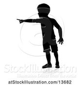Vector Illustration of Silhouetted Boy Pointing with a Reflection or Shadow, on a White Background by AtStockIllustration