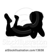 Vector Illustration of Silhouetted Boy Resting, with a Reflection or Shadow, on a White Background by AtStockIllustration