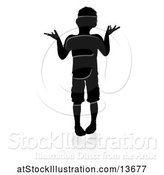 Vector Illustration of Silhouetted Boy Shrugging with a Reflection or Shadow, on a White Background by AtStockIllustration