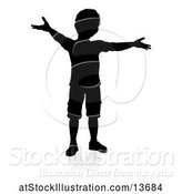 Vector Illustration of Silhouetted Boy Welcoming with a Reflection or Shadow, on a White Background by AtStockIllustration