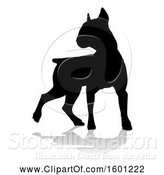 Vector Illustration of Silhouetted Bull Terrier Dog, with a Reflection or Shadow, on a White Background by AtStockIllustration