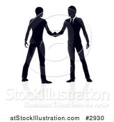 Vector Illustration of Silhouetted Business Men Engaged in a Hand Shake with Reflections by AtStockIllustration
