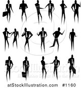 Vector Illustration of Silhouetted Business People Standing in Poses by AtStockIllustration