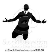 Vector Illustration of Silhouetted Businessman Kneeling and Worshiping, with a Shadow on a White Background by AtStockIllustration