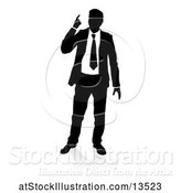 Vector Illustration of Silhouetted Businessman Pointing Up, with a Reflection or Shadow by AtStockIllustration