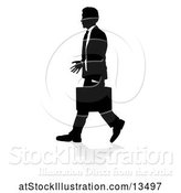 Vector Illustration of Silhouetted Businessman Walking, with a Reflection or Shadow by AtStockIllustration