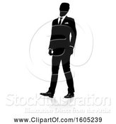 Vector Illustration of Silhouetted Businessman, with a Reflection or Shadow, on a White Background by AtStockIllustration