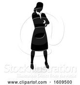 Vector Illustration of Silhouetted Businesswoman, with a Shadow on a White Background by AtStockIllustration