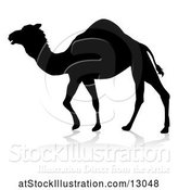 Vector Illustration of Silhouetted Camel, with a Reflection or Shadow, on a White Background by AtStockIllustration